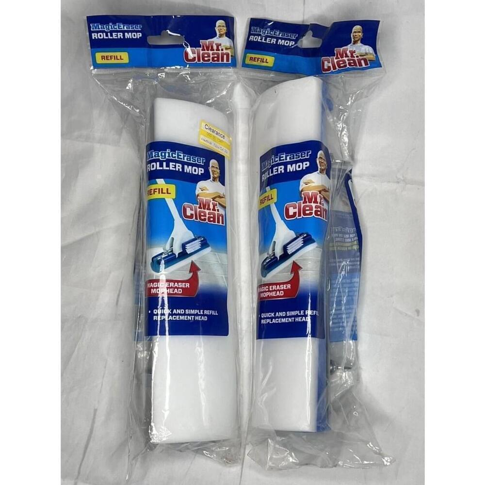 Lot of 2 Mr. Clean Magic Eraser Roller Mophead Refills Replacement Heads NEW
